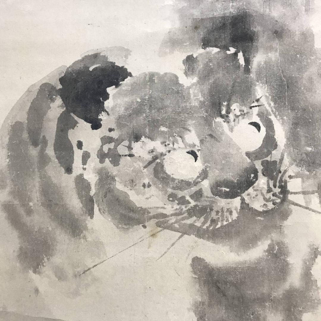 【真作】佐伯岸駒/一学蘭斎/岸雅楽介/猛虎図/虎図/掛軸/名家伝来/AD-9