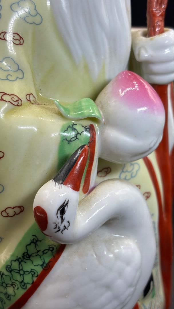 005 中国美術 色絵陶人形 高さ28cm 置物 オブジェ 蟠桃老壽星