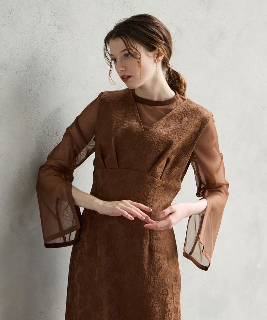 AIMER エメ　チュール ブラウス付きジャガード Iラインドレス　Mサイズ