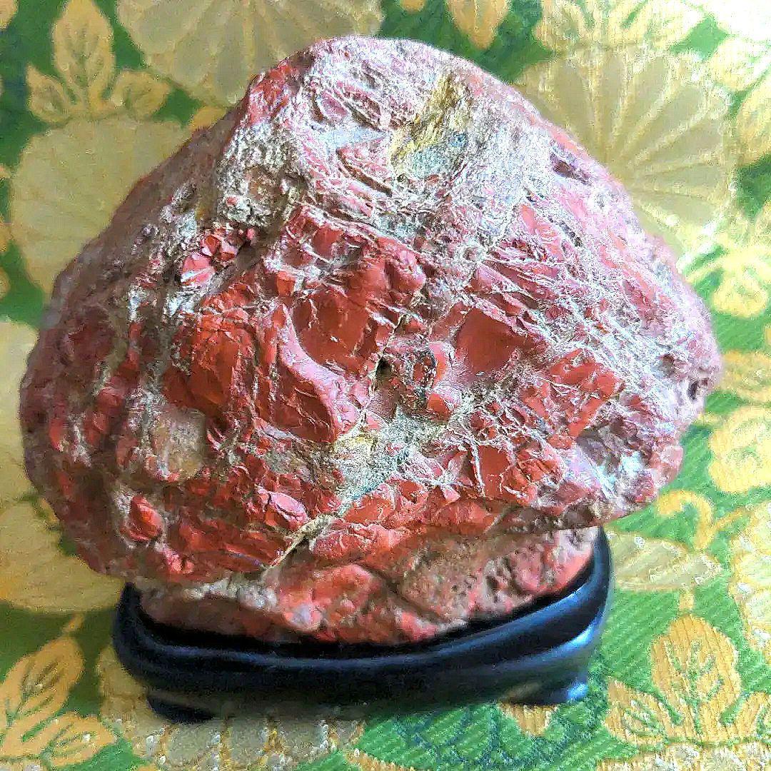 【最終価格】佐渡 赤玉石　侘庵　台座付　水石　盆石