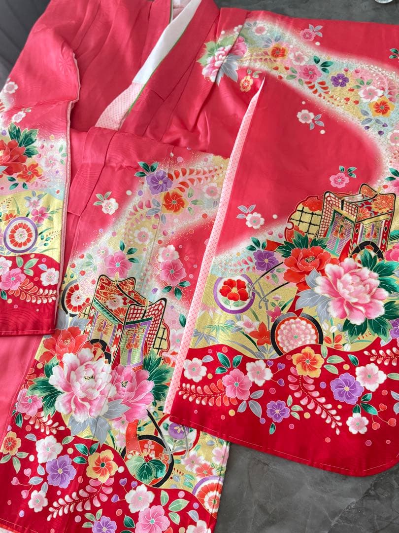 正絹四つ身　七五三　　長襦袢＆重ね襟付き　肩上げ済み