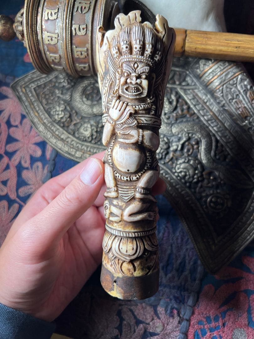 骨製　マハーカーラ像　ヴィンテージ　チベット　ネパール