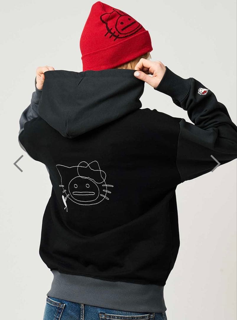 HELLO SHADOW フェイス｜裏毛ビッグシルエットパーカー　L