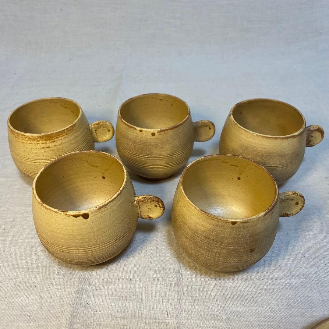 黄瀬戸　瀬戸焼　カップ&ソーサー　コーヒー　紅茶　小川欣二　5客