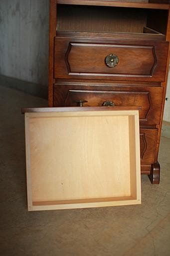 カリモク家具　コロニアル　電話台　小引き出し4段　飾り台　花台　ヴィンテージ家具