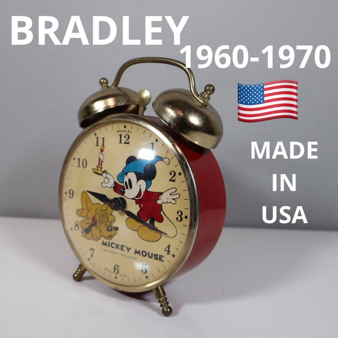 【動作OK】BRADLEYその③ 1960～70年ミッキー ゼンマイ目覚まし時計