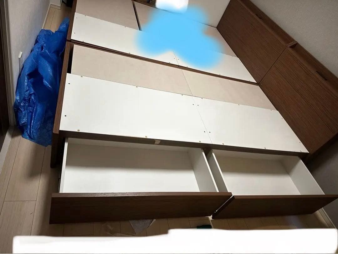 ブラウン シングルベッド 引き出し付き　ニトリ　送料込み