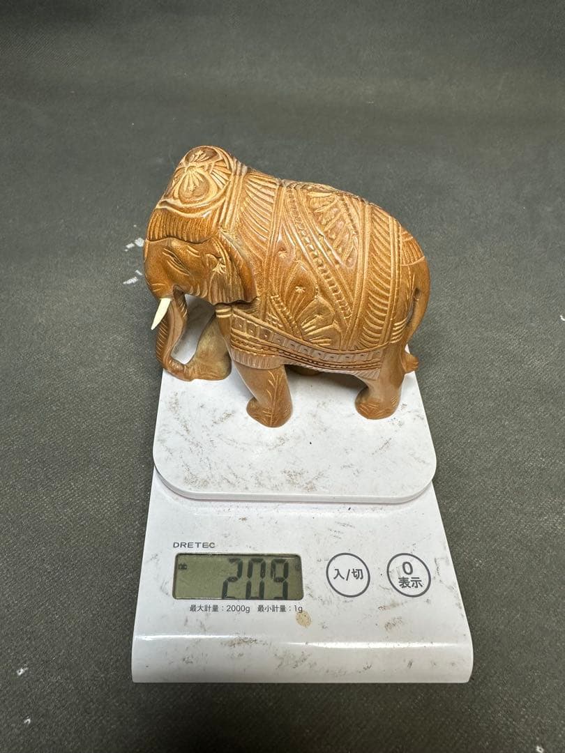 インド　白檀　象　木彫り　骨董 木像　木製　仏教　密教　置物　アンティーク