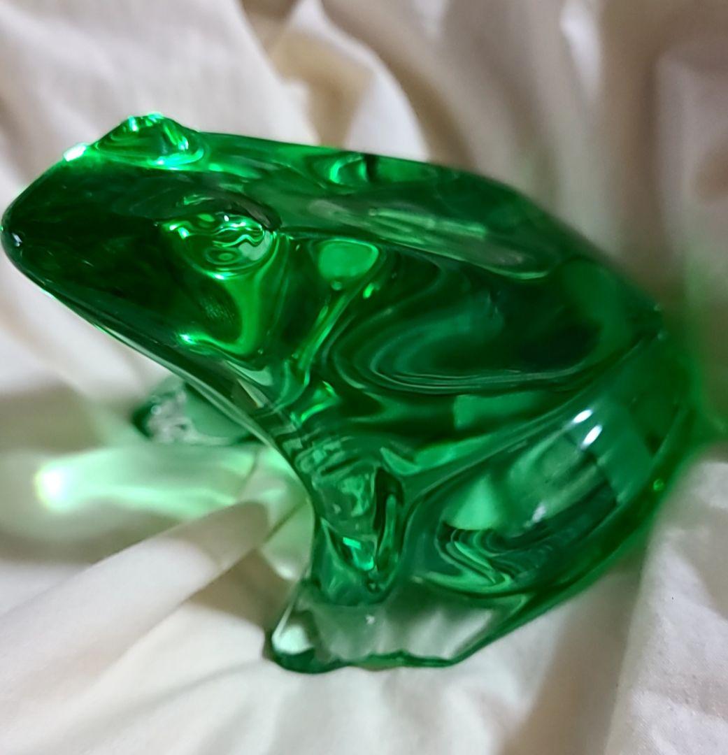 Baccarat バカラ　緑色ガラス カエル カタツムリ