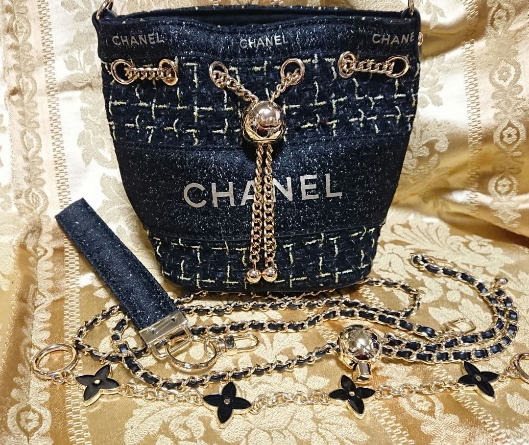 ☆CHANEL ブラック ツィード チェーン ショルダーバッグ☆