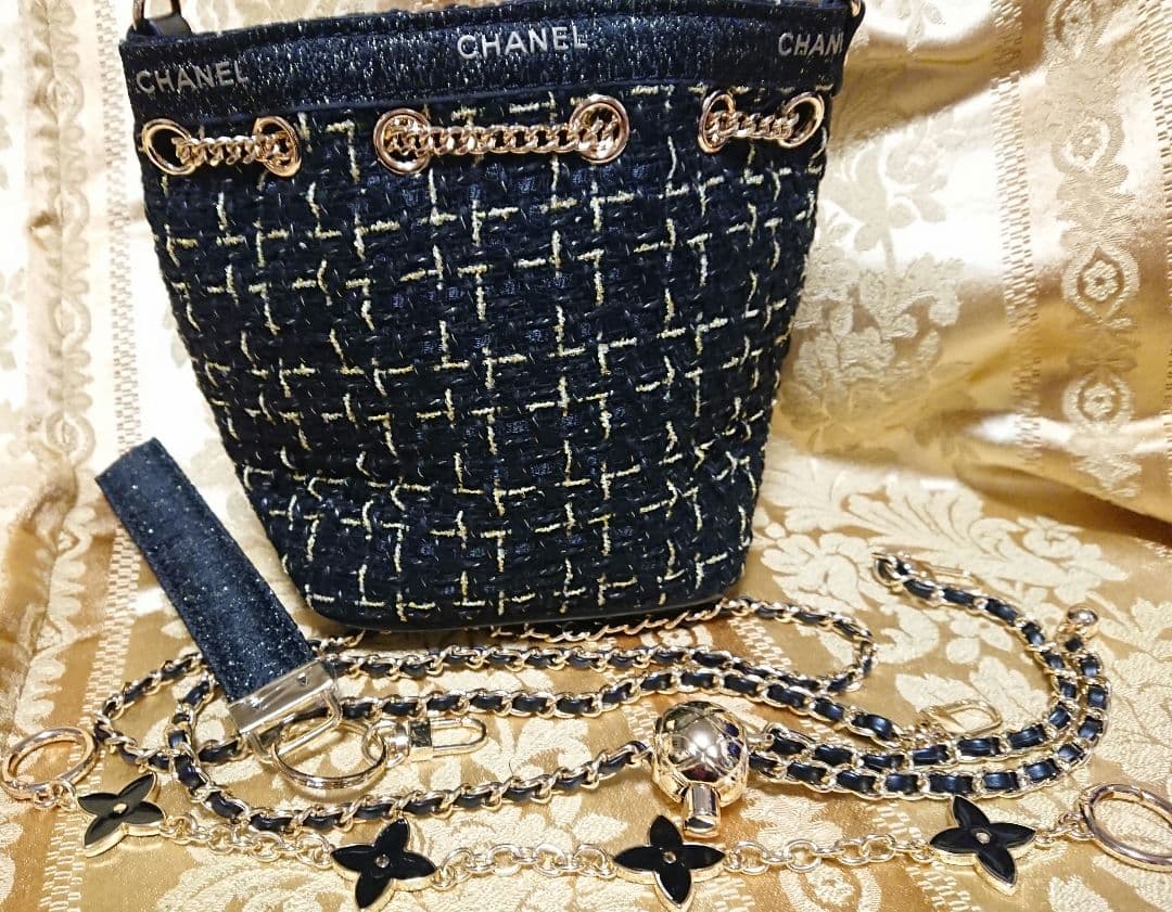☆CHANEL ブラック ツィード チェーン ショルダーバッグ☆