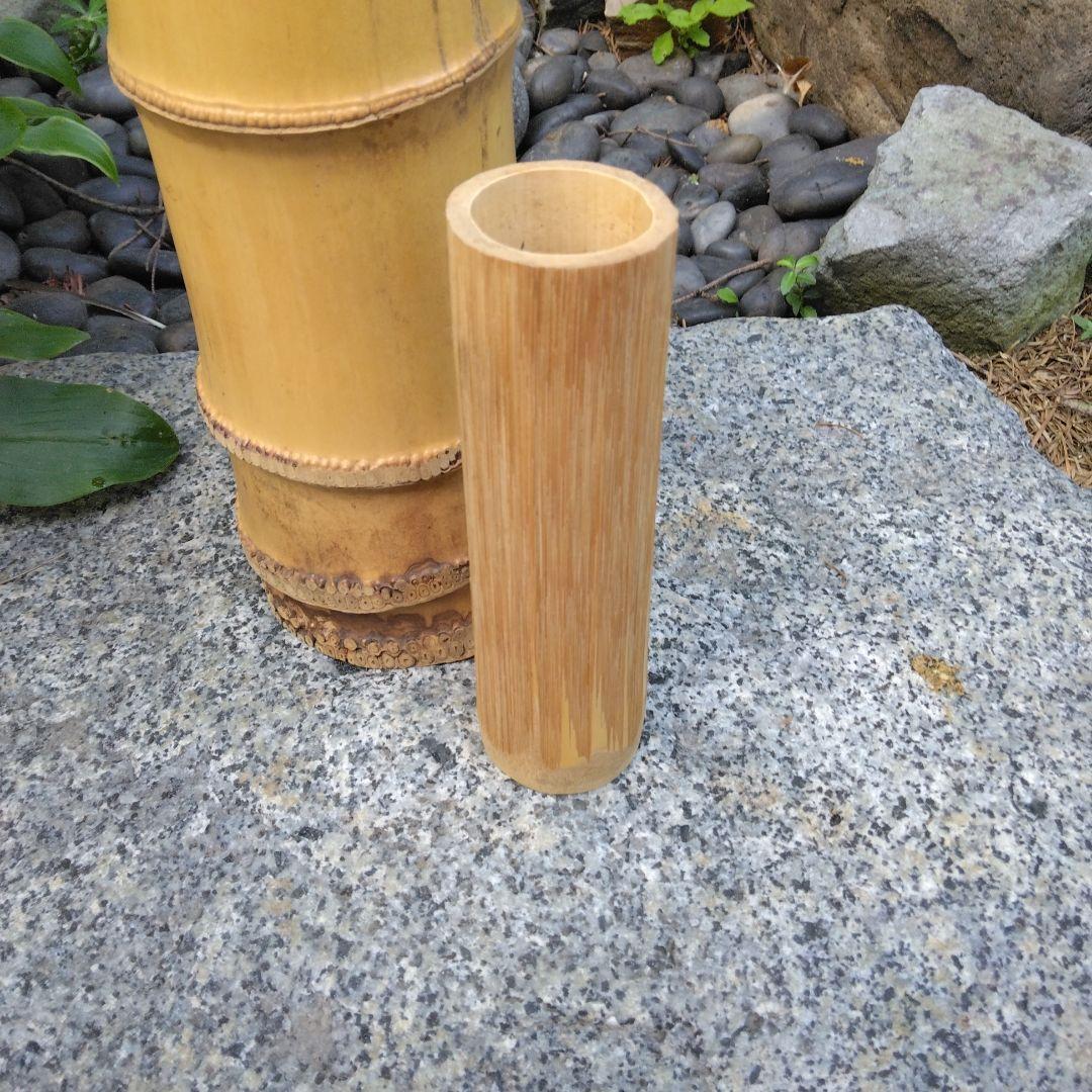 茶道具　竹一重切花入（銘　末広)　花押入り　共箱　水漏れ検査済　高級良品
