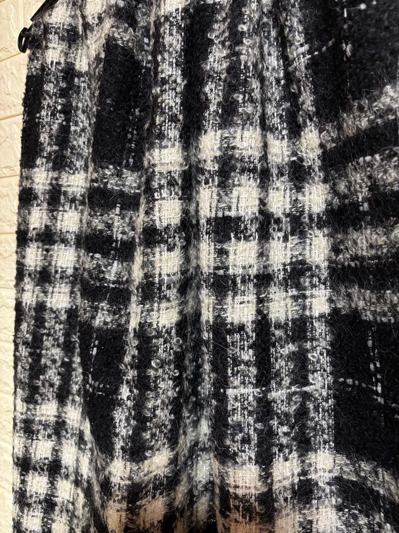 23区チェック柄フリンジ大判マフラー