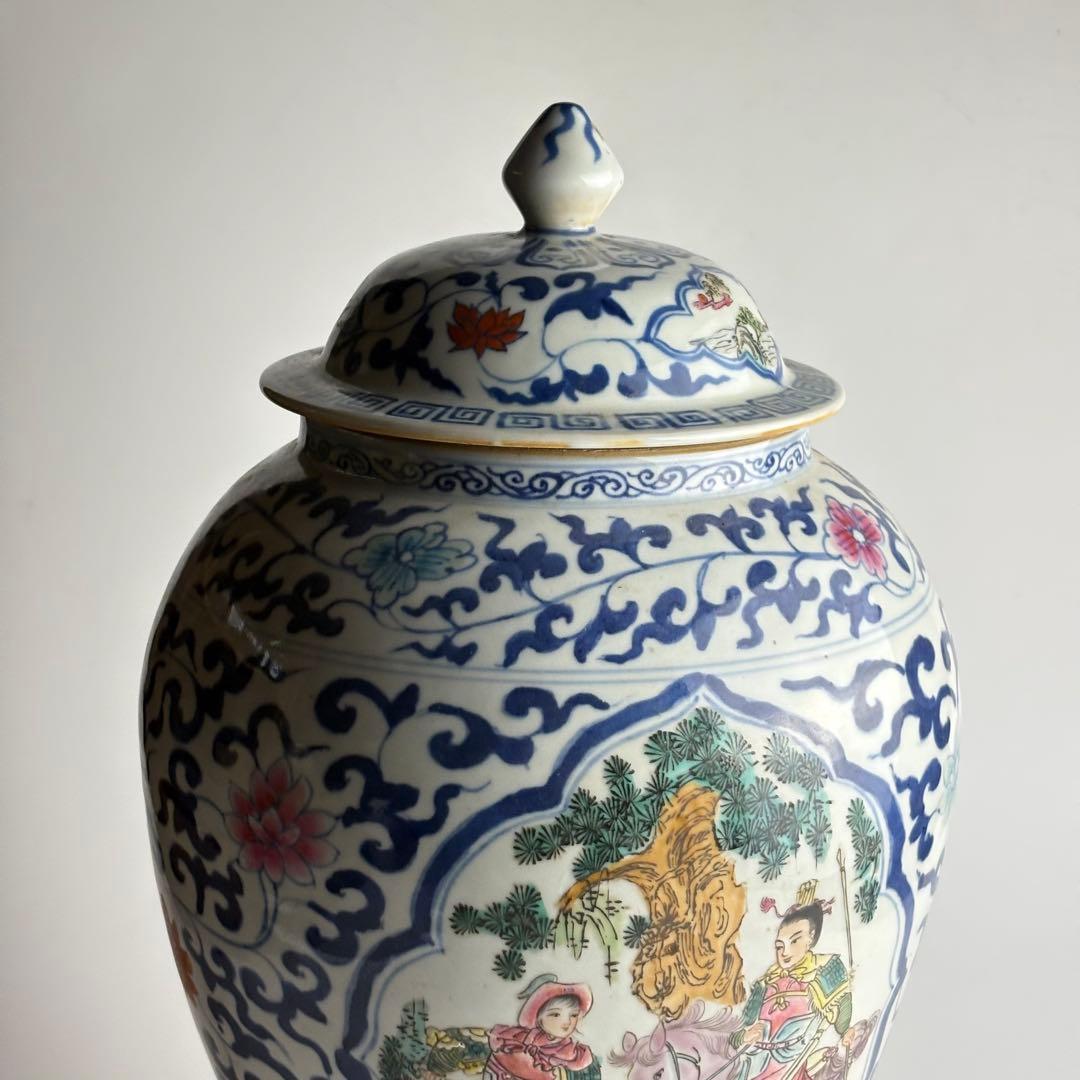 中国 染付 色絵 花瓶 壺 粉彩