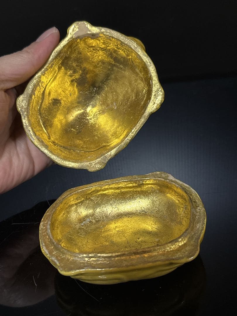 平安 真清水 蔵六 造 交跡 内金箔張 大亀 香合 桐共箱付