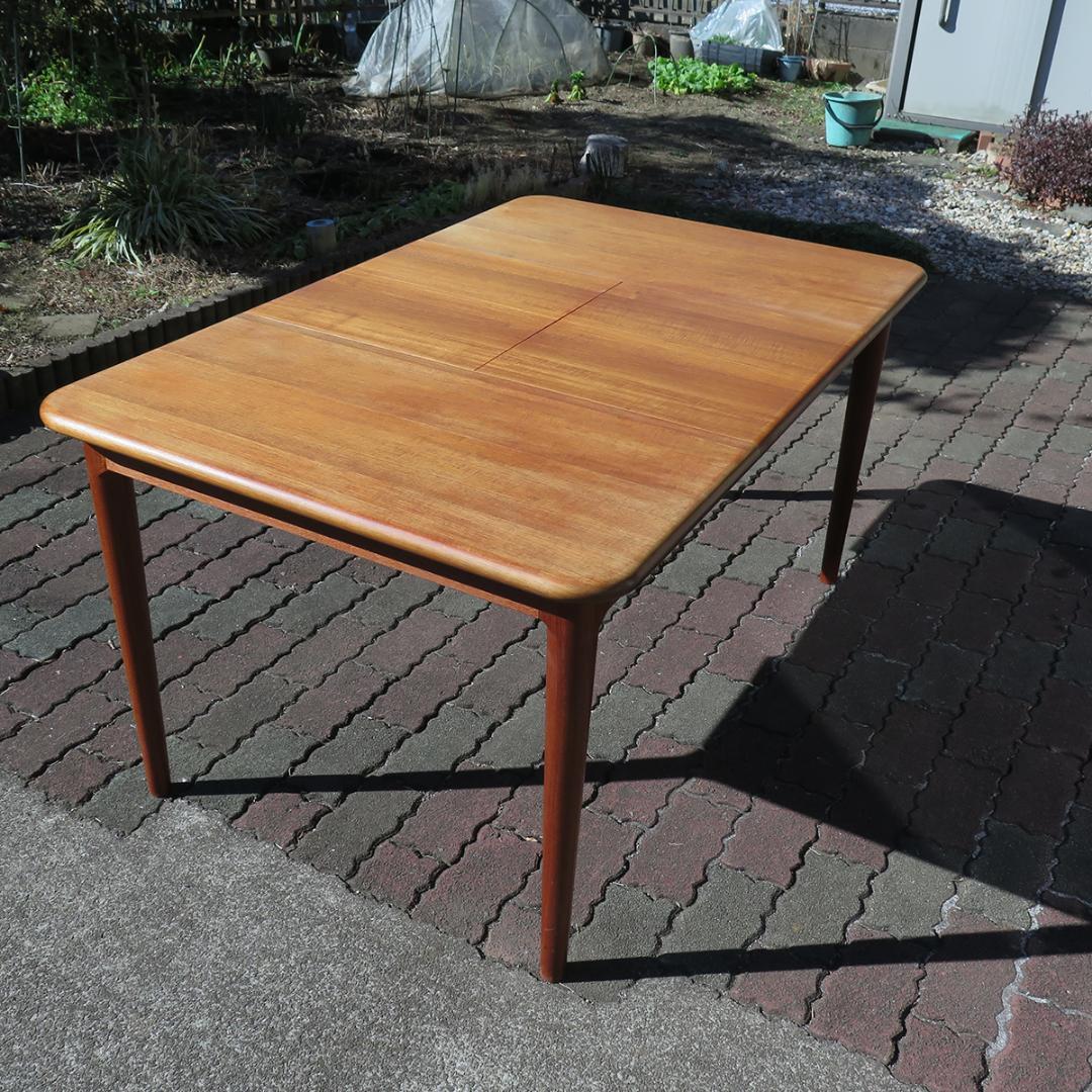 y*1様 北欧 ヴィンテージ チーク無垢天板 エクステンション拡張 ダイニングテ