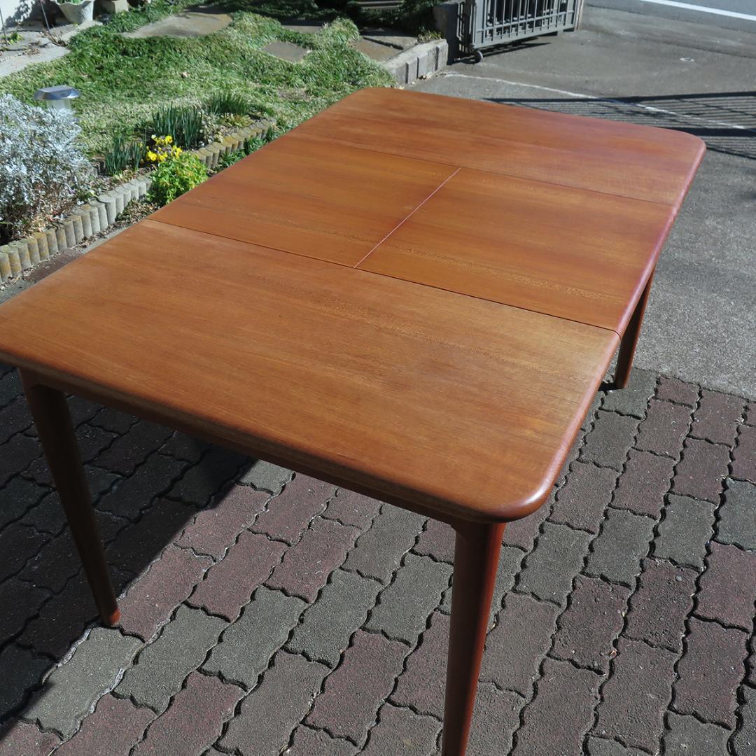 y*1様 北欧 ヴィンテージ チーク無垢天板 エクステンション拡張 ダイニングテ