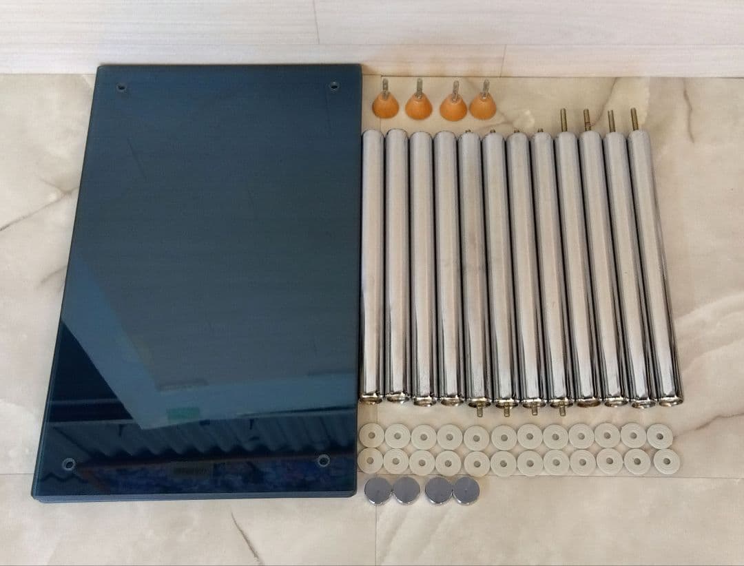 たーぼ　ガラスラック　ブルー　4段　強化ガラス