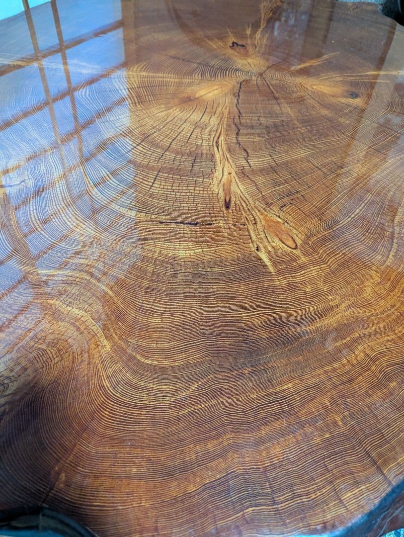 高級切株座卓 自然形状 和室 貴重 骨董 アンティーク 古民家 (引き取り限定)