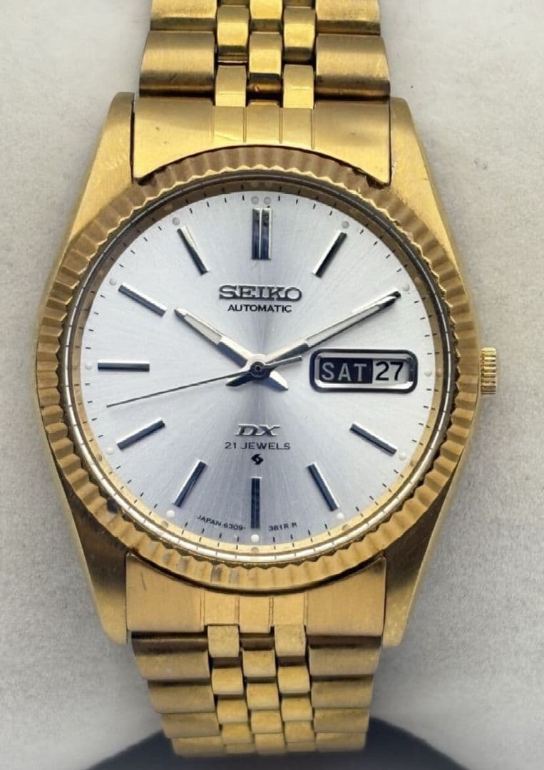 ね*様 セイコー自動巻きメンズ腕時計 6309 ホワイト文字盤 動作品フルーテッ