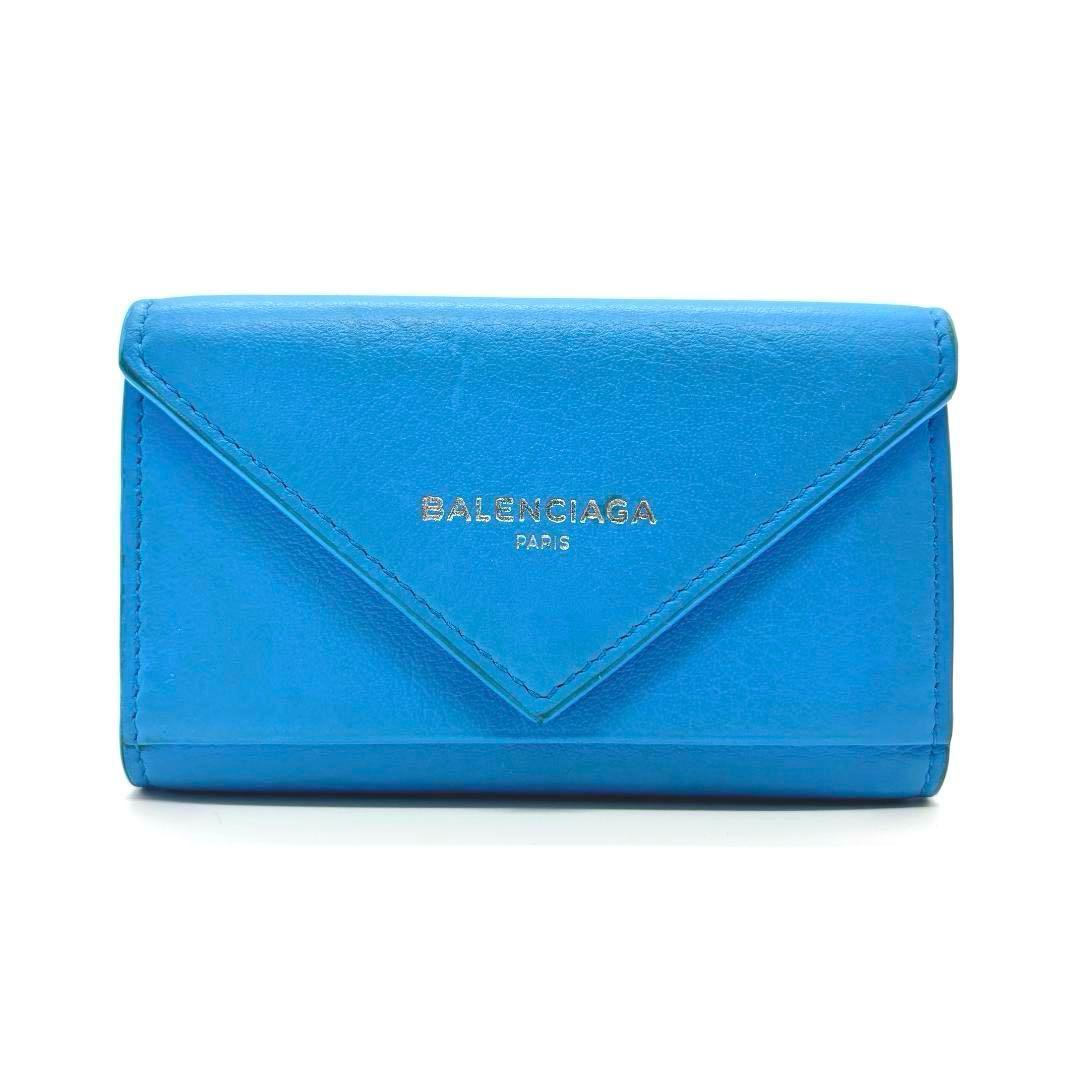 【希少✨】バレンシアガ 三つ折り 6連 キーケース ブルー ペーパー