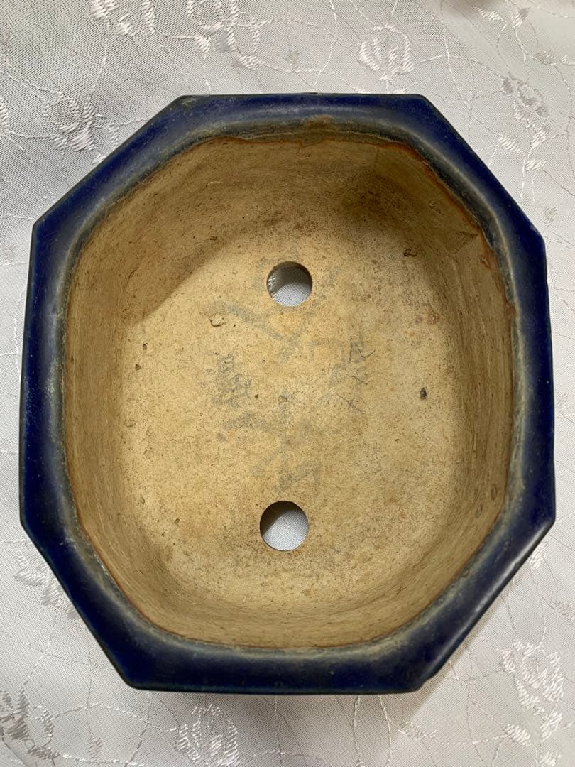 広東鉢　六角　絵鉢　大きめ鉢