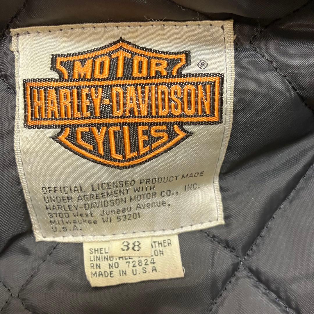 ハーレーダビッドソン 裏地キルティング 本革 レザージャケット ライダース 38