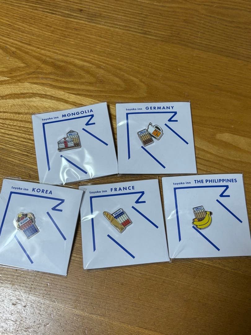 東横イン各国ピンバッジセット（モンゴル・ドイツ・韓国・フランス・フィリピン）