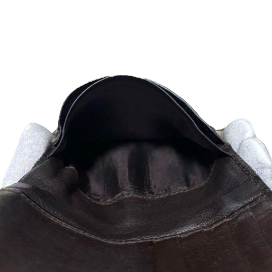 人気　ボッテガヴェネタ　折り財布　レザー　ダークブラウン　イントレチャート