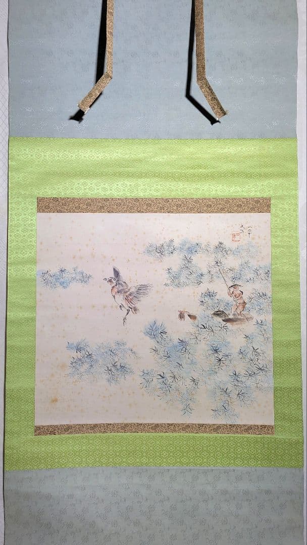 岡本一平　鳧　共箱　漫画家　岡本太郎の父　書画、骨董品、美術品