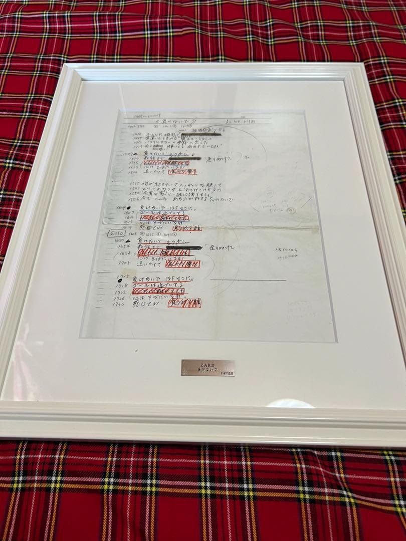 レア ZARD(坂井泉水) 負けないで 直筆歌詞額装 レプリカ シリアルナンバー