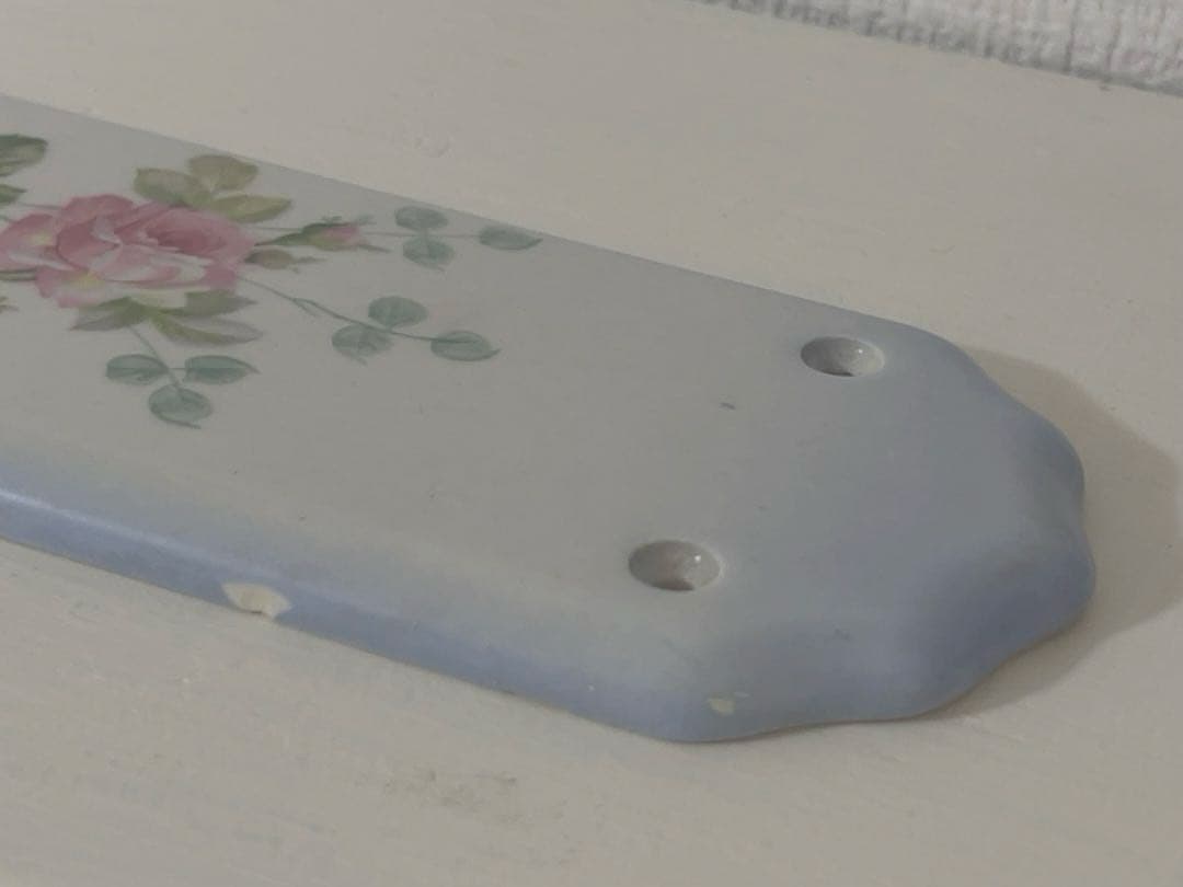 陶器製バラ柄ドアプレート＊アンティーク