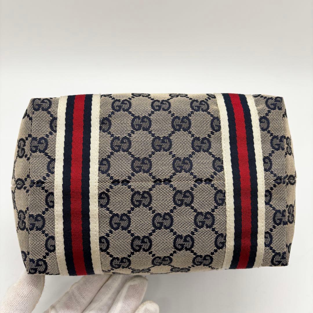 美品 ✨ グッチ ミニトートバッグ GG柄 シェリーライン キャンバス 赤