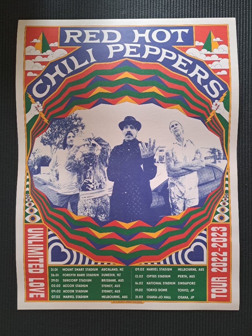 レッド・ホット・チリ・ペッパーズ リトグラフ ツアーグッズ ポスター 2023
