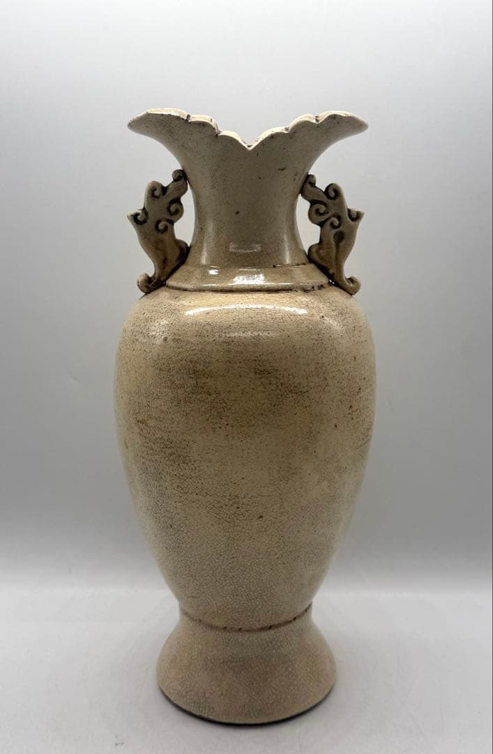 中国　清時代　白磁　雙耳瓶　送料込み251114