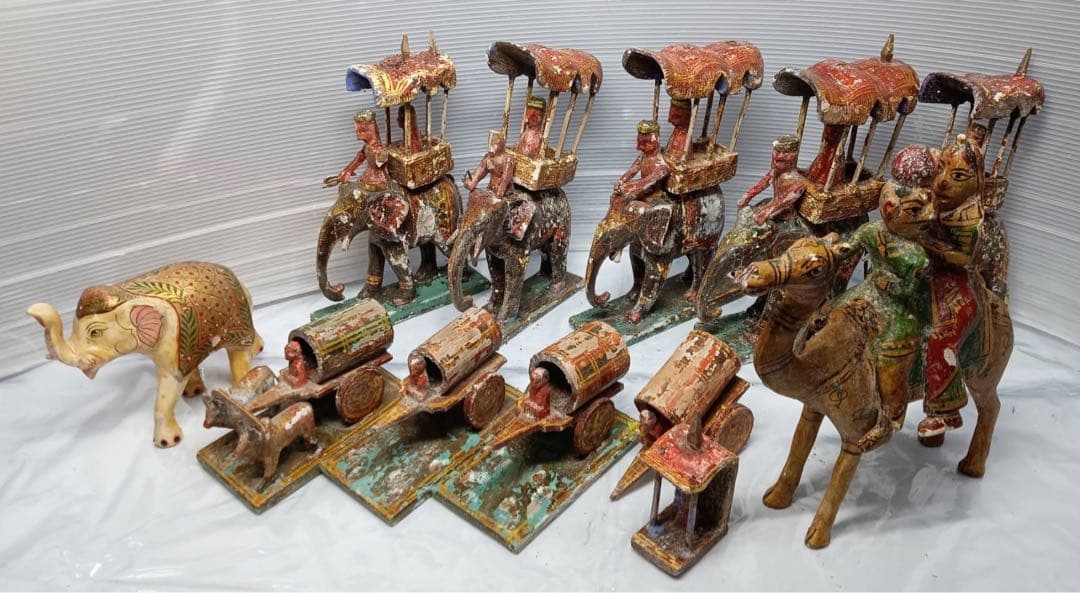 木製 郷土玩具 像と人形のセット インテリア 雑貨 アンティーク 骨董