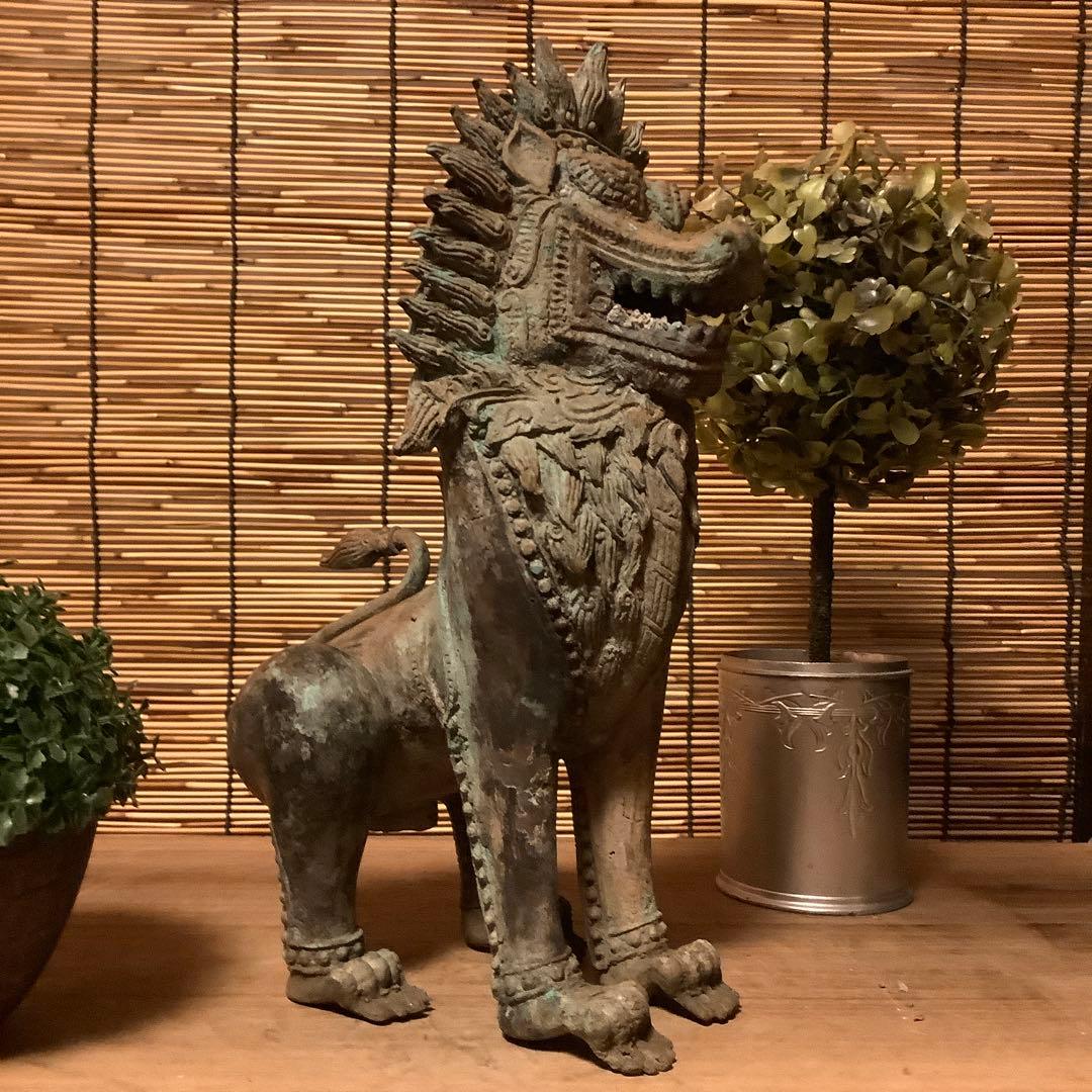 中国唐代「聖獣・唐獅子」神獣・霊獣・魔除け・守護・初唐様式・青銅・出土発掘