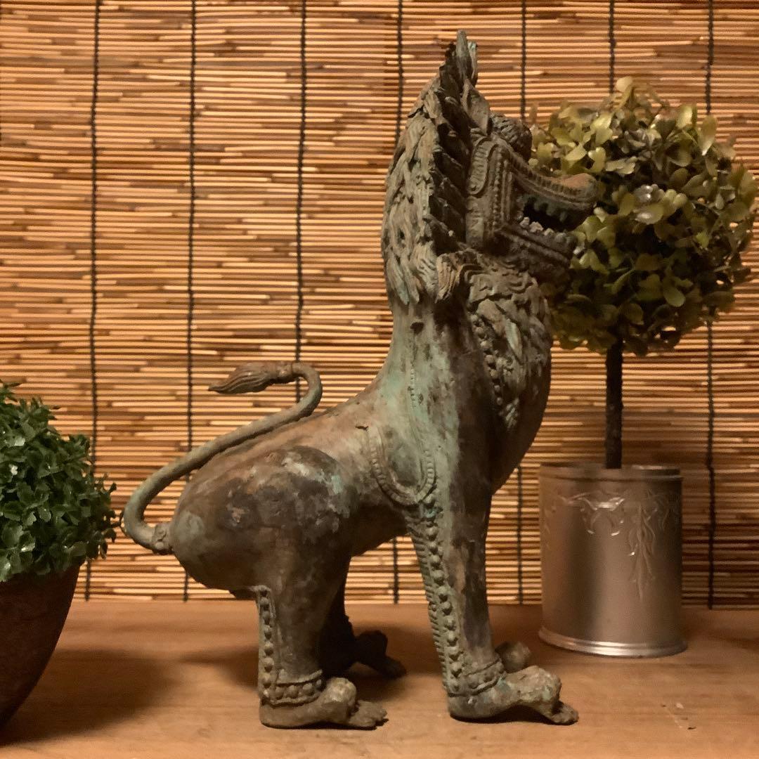 中国唐代「聖獣・唐獅子」神獣・霊獣・魔除け・守護・初唐様式・青銅・出土発掘