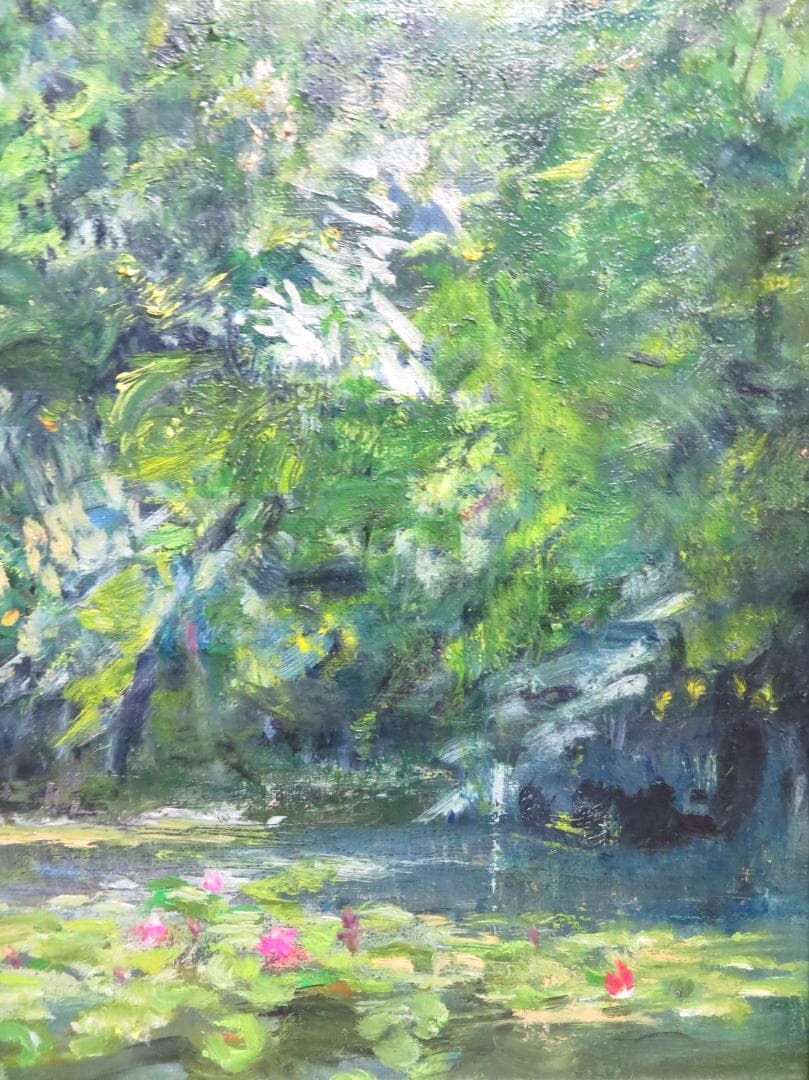 ◆   作者不明　「睡蓮」　油彩　F8号　◆