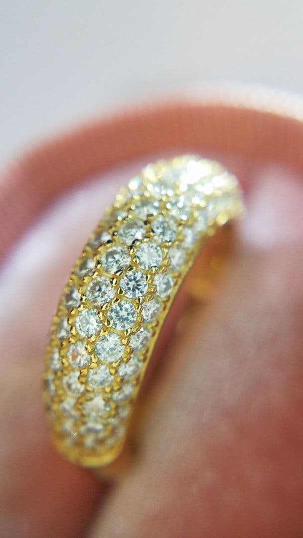 Mayu！最高級モアサナイト　6ミリ　パヴェハーフエタニティリング　YG