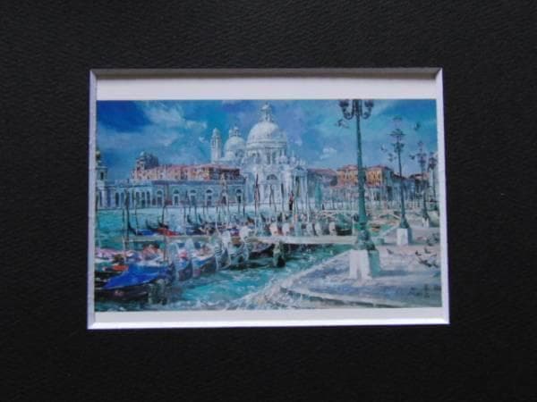 赤石文雄、ベニス、希少な画集より、新品高級額・額装付、状態良好