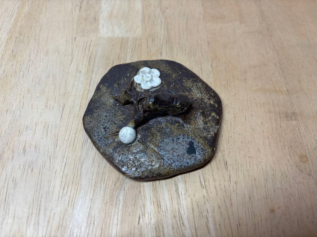 ㊲備前焼 宝瓶 登り窯 白梅 梅 うめ ウメ 手びねり 6角 急須