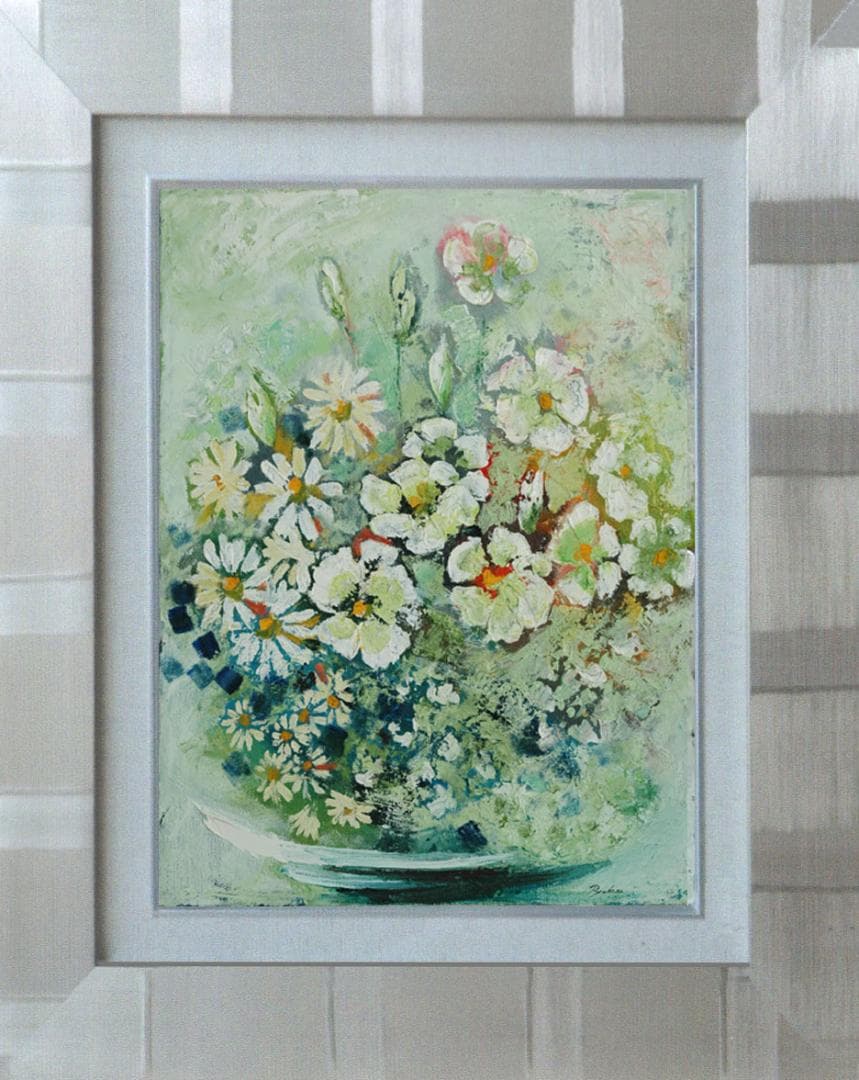 油絵 菅家令子 絵 絵画 インテリア 額付(黒) uF6-112802 花