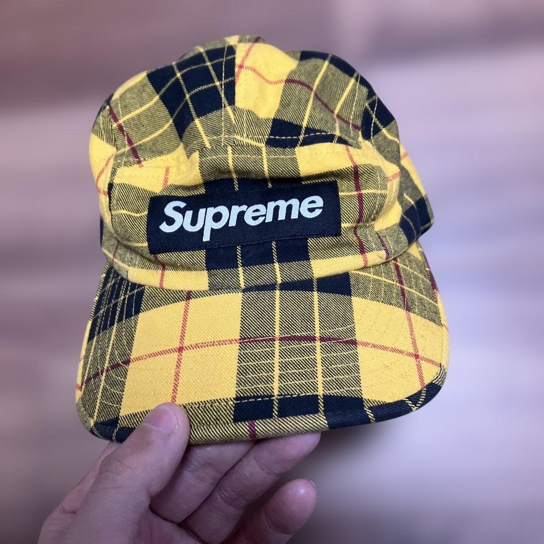 Supreme チェック柄 ワークキャップ　イエロー