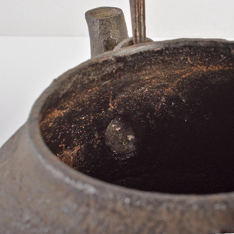 煎茶道具　柚子肌　線文　銅蓋　鉄瓶　鉄壷　V　R6428