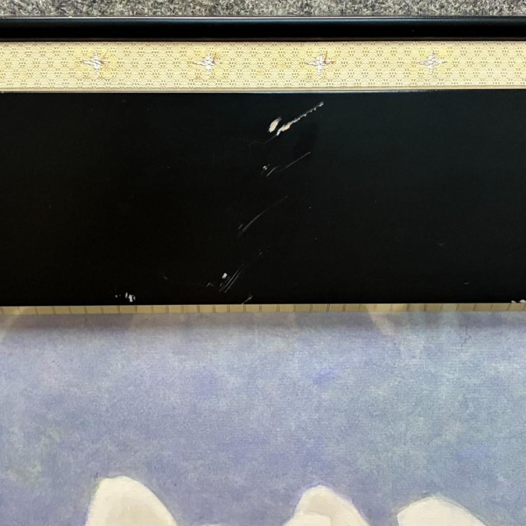 久保吉郎　胡蝶蘭　日本画　額入り　646×646mm