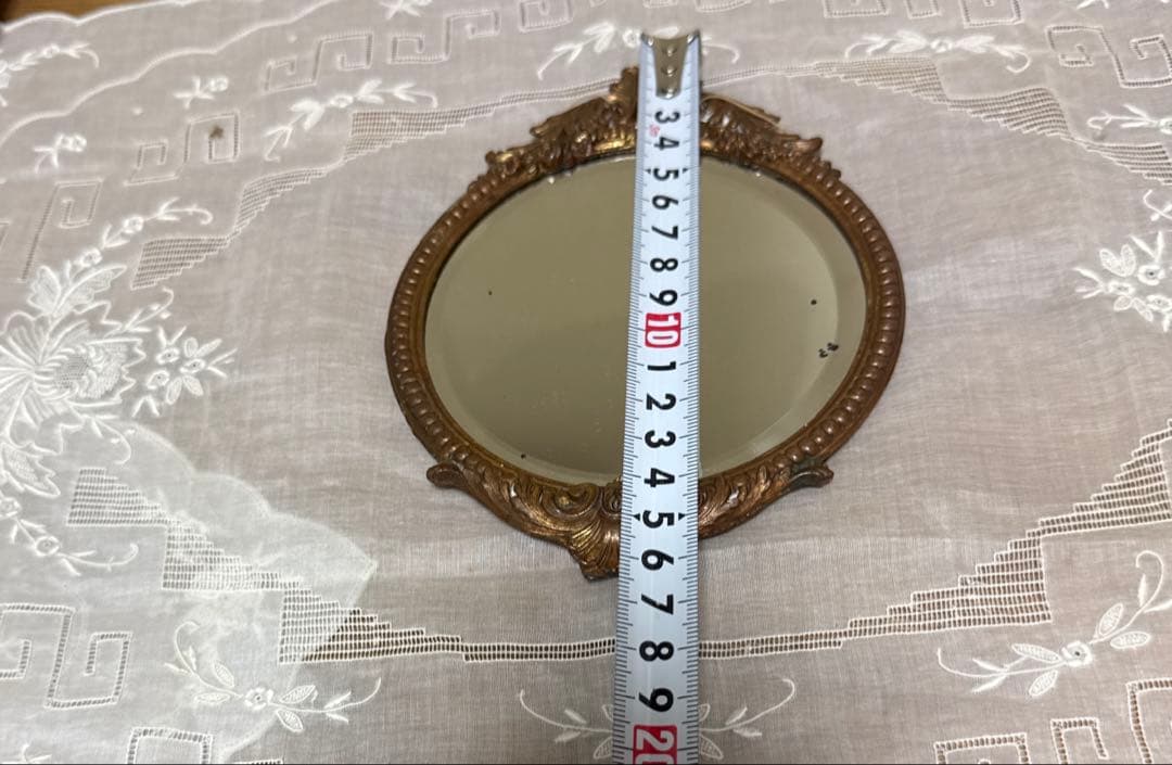 フランス　アンティーク ヴィンテージ　鏡　花柄鏡　アンティークミラー　小物ミラー