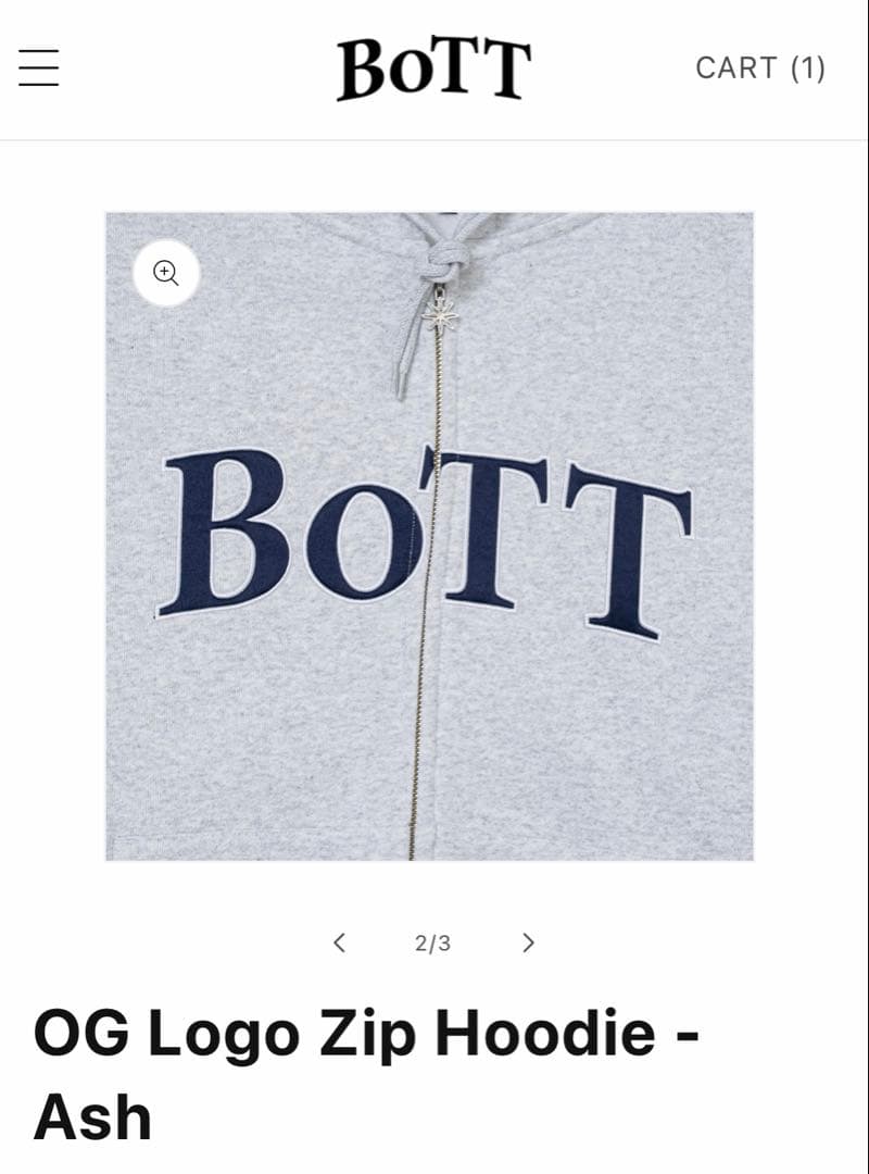 トップス BOTT OG Logo Zip Hoodie S