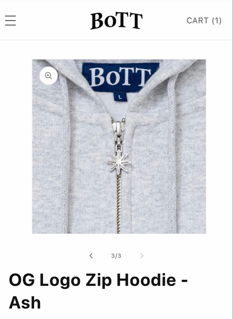 トップス BOTT OG Logo Zip Hoodie S