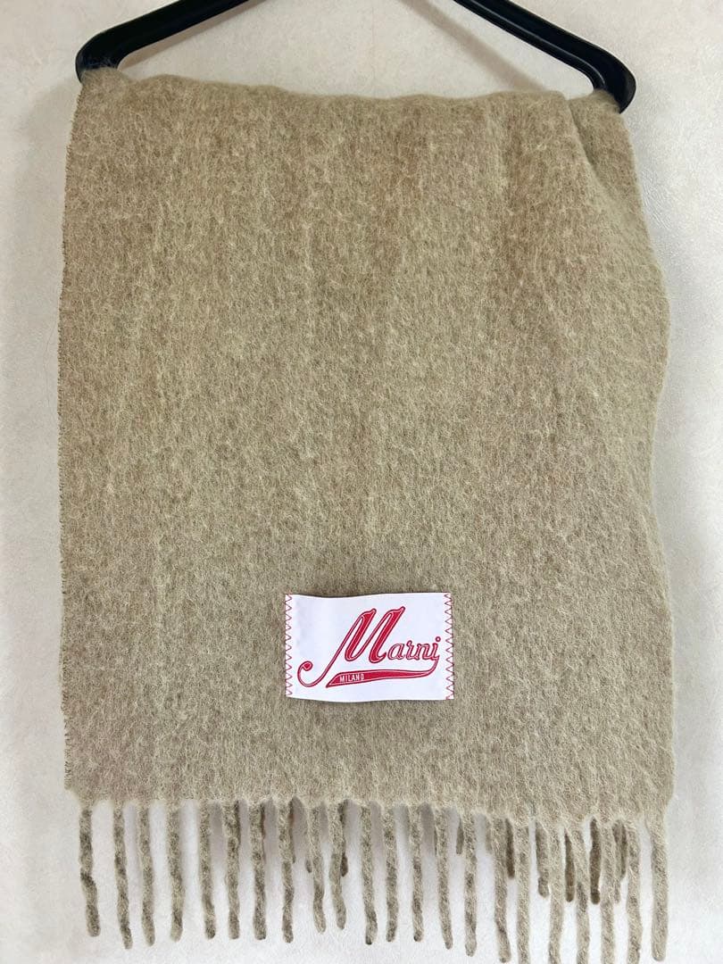 Marni ベージュ マフラー フリンジ付き